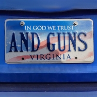 God and God Virginia license plate. Derived from a Creative Commons By Attribution licensed image from flickr user Eli Chtistman, and composited by KFM under the same license. 