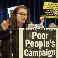 Rev. Mindy Fugarino speaks for the Poor People's Campaign at the Missouri capitol onMarch 2nd., 2024. Photograph by Brian Kaylor for Word&Way